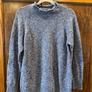 L.L. Bean Blue Marbled 100% Cotton Knit Sweater Crewneck Pullover